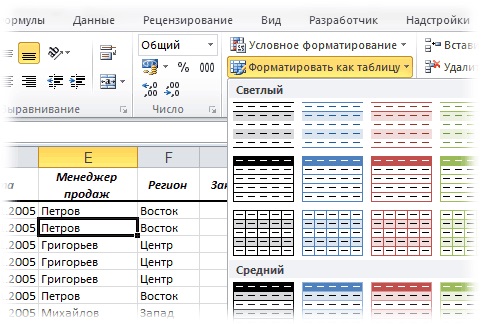 Стили в эксель где